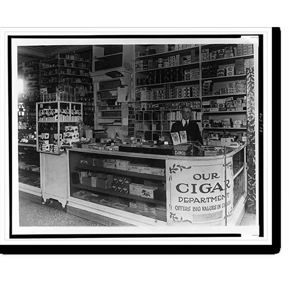 Historic Print, [Interior of People's Drug Store, 7th and M Streets, Washington, D.C., with employee behind counter with display of candy and cigars], 16" x 20"