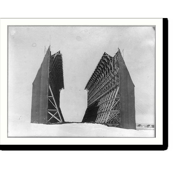 Historic Print, Interior construction of the Norge's hangar at Kings Bay, 18" x 24"