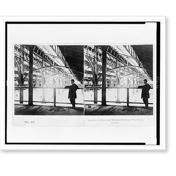 Historic Print, Interior of Mines and Mining Building from South Gallery, 16" x 20"