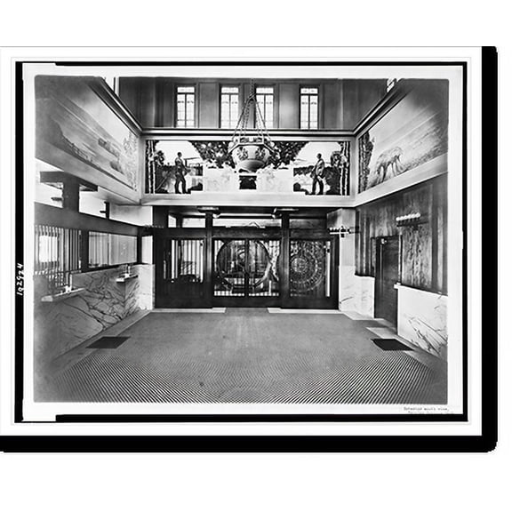 Historic Print, Interior south view, Peoples Savings Bank, Cedar Rapids, Iowa.Raney Studio, Cedar Rapids, IA., 18" x 24"