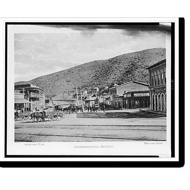 Historic Print, International Street. American side. Mexican side