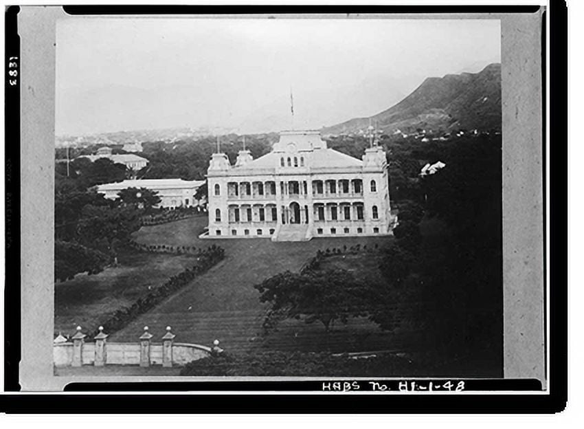 Historic Print, Iolani Palace, King & Richards Streets, Honolulu
