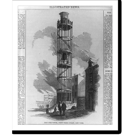 Historic Print, Iron fire tower, 33d St., N.Y.C., 18" x 24"