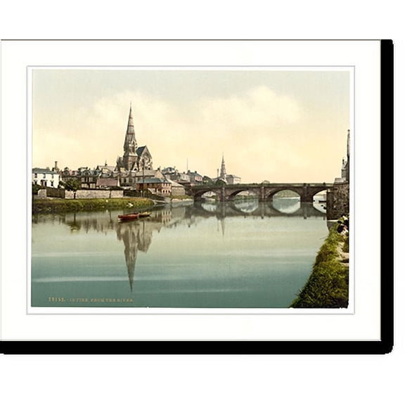 Historic Print, Irvine from the river Scotland, 18" x 24"