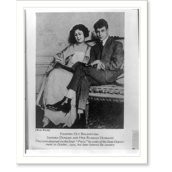 Historic Print, Isadora Duncan and her husband, 16" x 20"