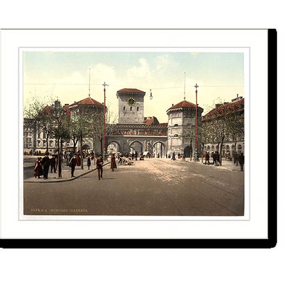 Historic Print, Isar Gate Munich Bavaria Germany, 16" x 20"