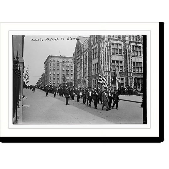Historic Print, Italians marching in stadium, 16" x 20"