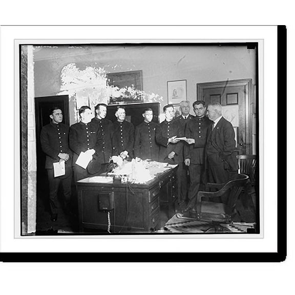Historic Print, J.B. Payne presenting firemen first aid diplomas, 12/2/25, 16" x 20"