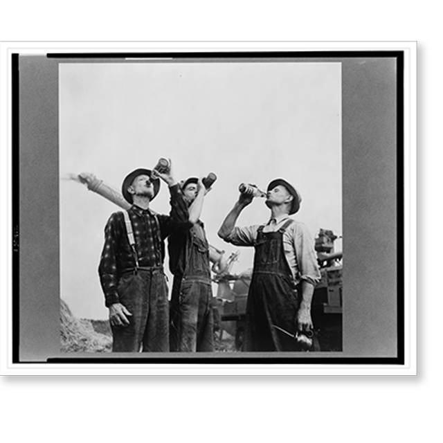 Historic Print, Jackson, Michigan. Farmers drinking beer, 16" x 20