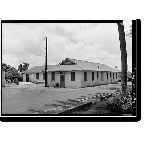 Historic Print, Jail & Police Station, Moloka'i Island, Kalaupapa, Kalawao County, HI, 18" x 24"