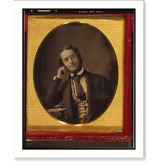 Historic Print, [James Curtis Booth, half-length portrait, seated with arm resting on table], 18" x 24"