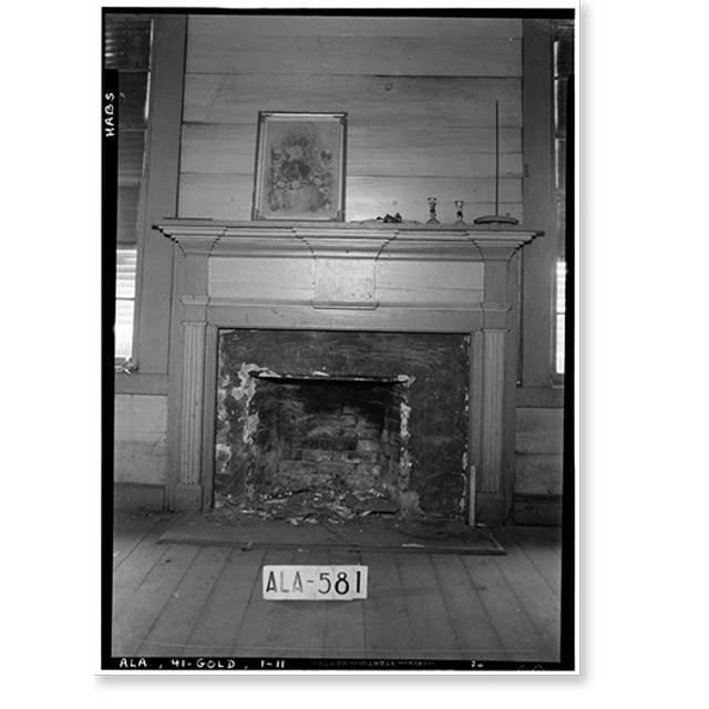 Historic Print, James Ellington House, Oak Bowery Road vicinity, Gold