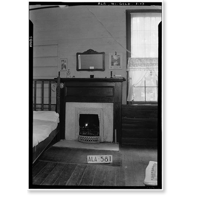 Historic Print, James Ellington House, Oak Bowery Road vicinity, Gold