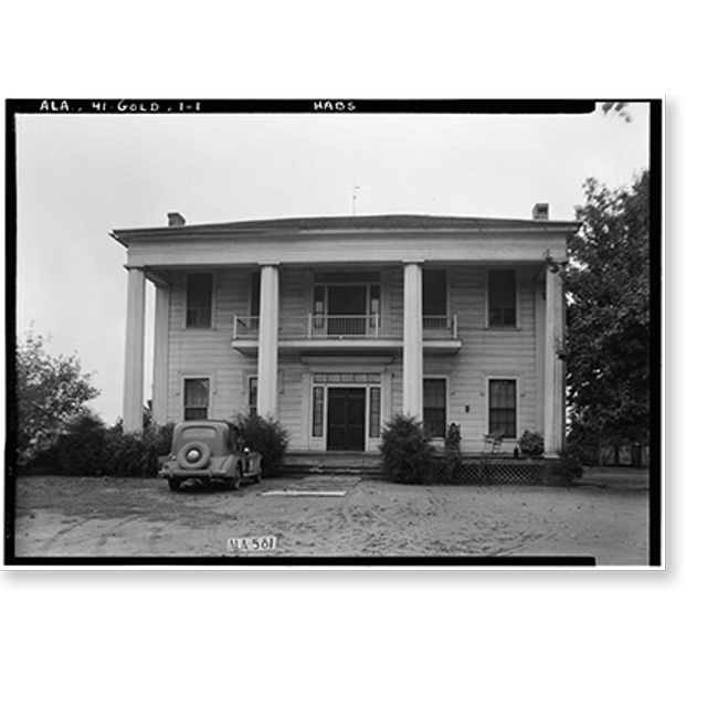 Historic Print, James Ellington House, Oak Bowery Road vicinity, Gold