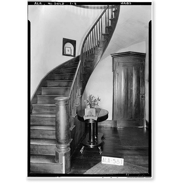 Historic Print, James Ellington House, Oak Bowery Road vicinity, Gold