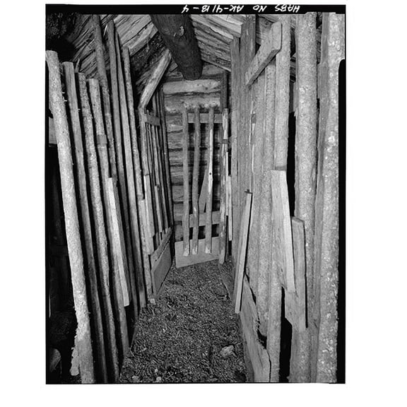 Historic Print, James Taylor Dog Barn, Yukon River, Opposite 4th of July Creek, Eagle vicinity, Southeast Fairbanks Census Area, AK - 4, 18" x 24"
