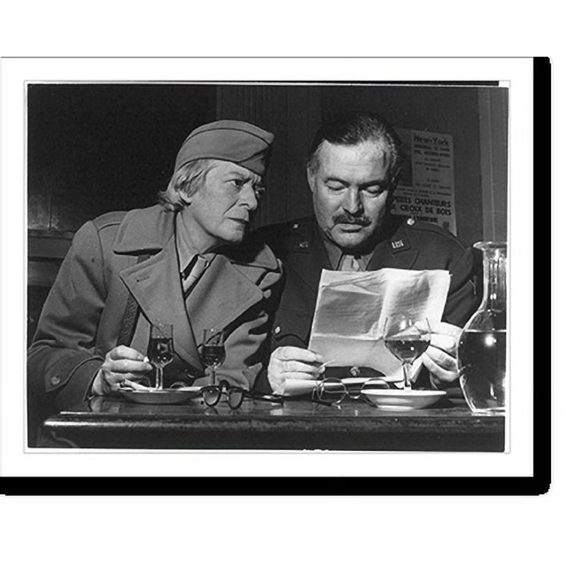 Historic Print, Flanner and Ernest Hemingway, both in uniform