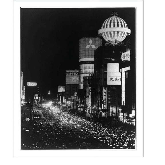 Historic Print, [Japan - Tokyo - 5 photos by Australian Info. Bur; The Ginza at night], 16" x 20"