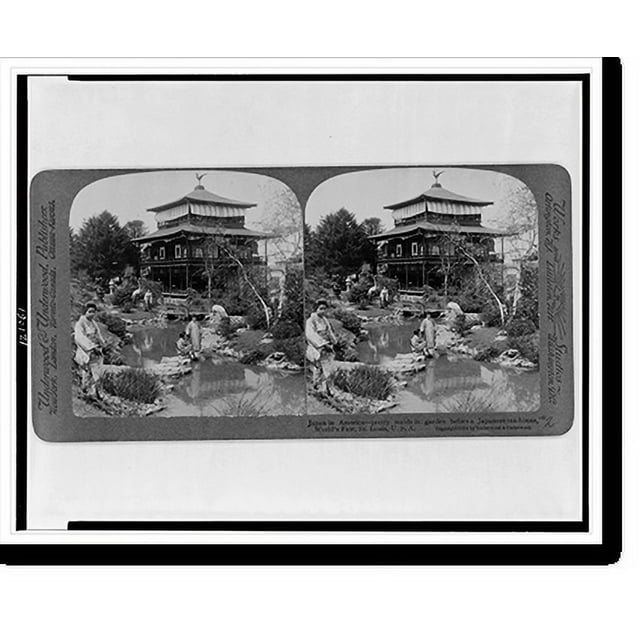 Historic Print, Japan in America pretty maids in garden before a