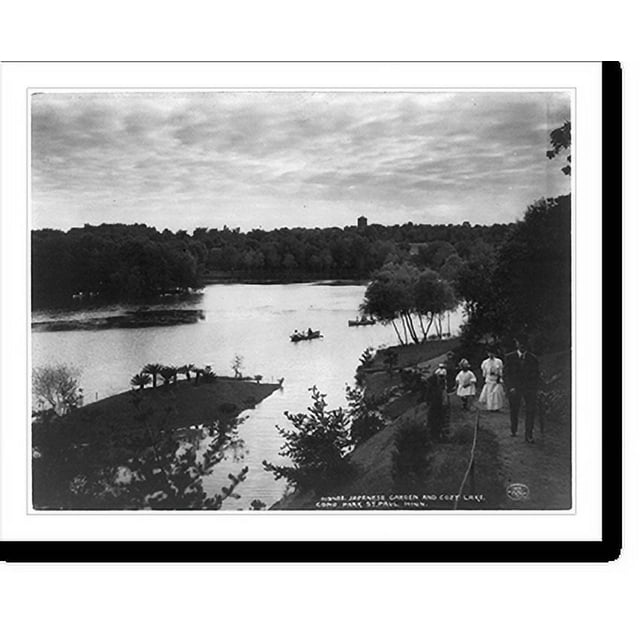 Historic Print, Japanese garden and cozy lake, Como Park, St. Paul
