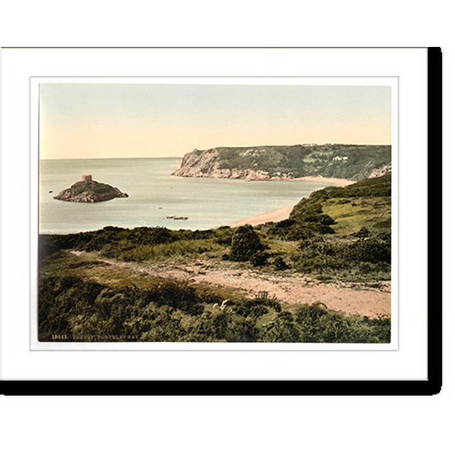 Historic Print, Jersey Portelet Bay II Channel Islands England, 16" x