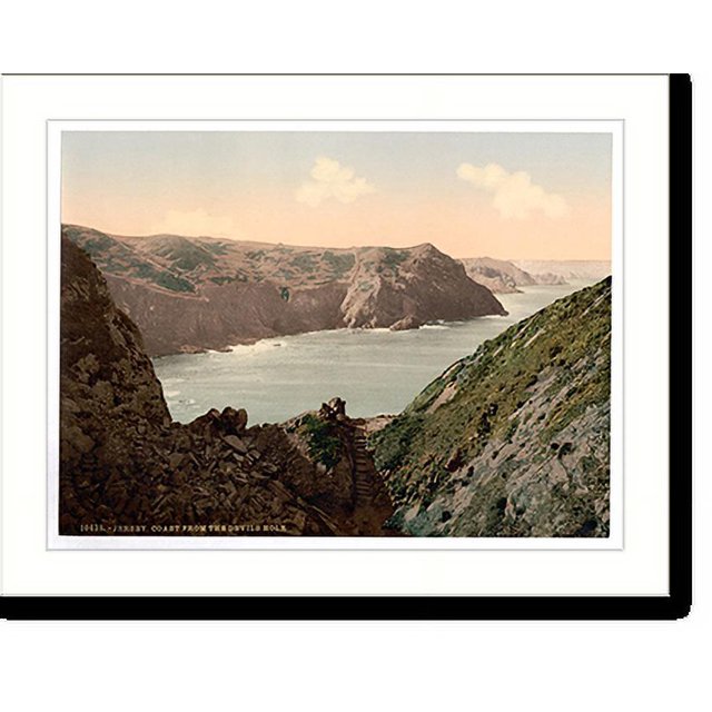 Historic Print, Jersey coast from the Devils Hole Channel Islands