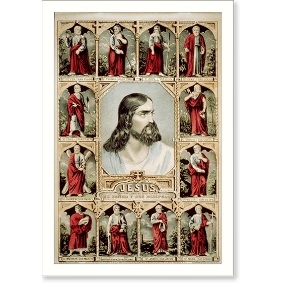 Historic Print, Jesus: and the twelve apostles.El Señor y sus disipulos - 2, 18" x 24"
