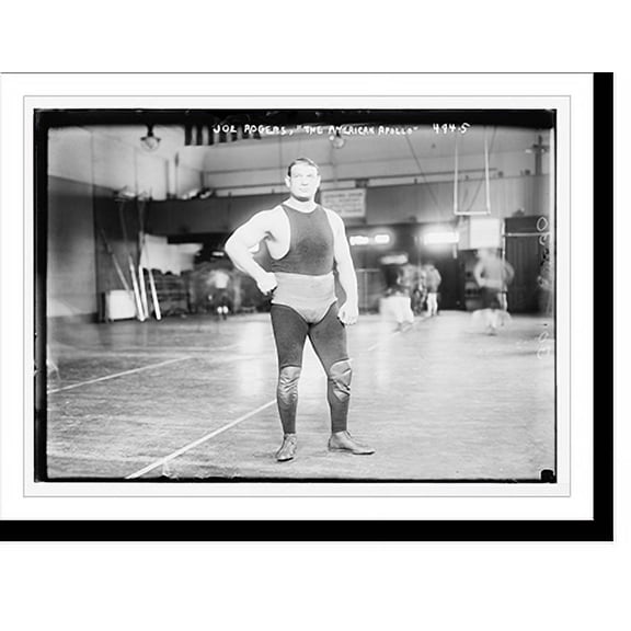 Historic Print, Joe Rogers, posing as "The America Apollo", in gymnasium, 16" x 20"