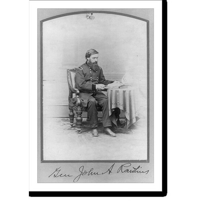 Historic Print, [John Aaron Rawlins, 18311869, full length, seated, facing right; at table