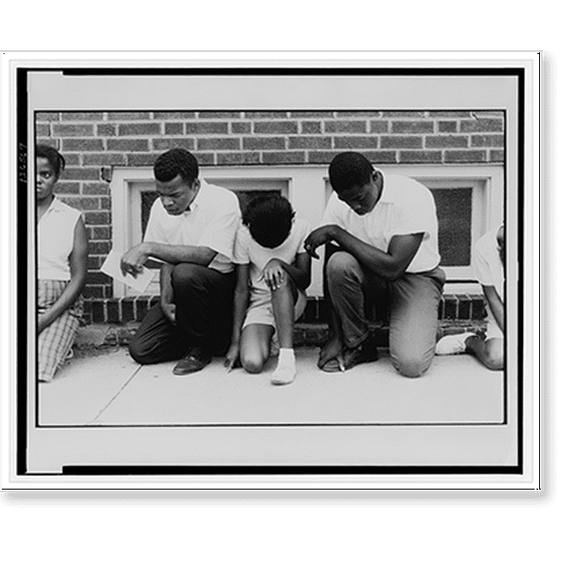 Historic Print, [John Lewis and others pray during demonstration], 16" x 20"