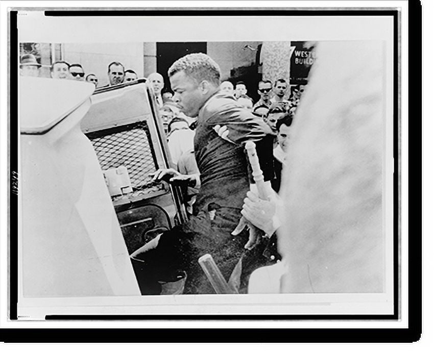 Historic Print, [John Lewis being ushered into a police patrol wagon