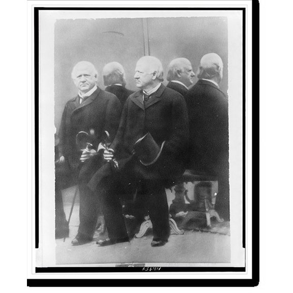 Historic Print, [John M. Harlan, full-length portrait, seated with right side and back to mirrors, providing a 360 degree view], 18" x 24"