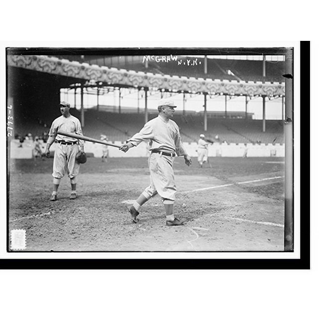 Historic Print, John McGraw, New York NL, with bat at Polo Grounds, NY