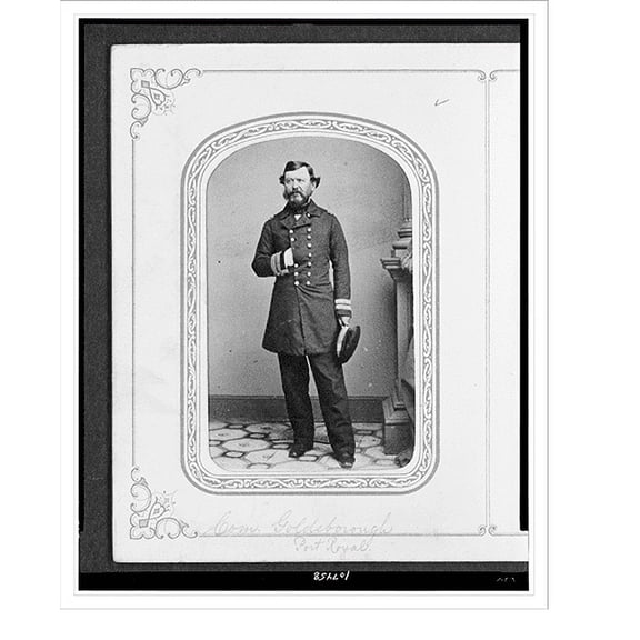 Historic Print, [John R. Goldsborough, full-length portrait, standing, facing left, in naval uniform, right hand in coat, hat in left hand], 18" x 24"