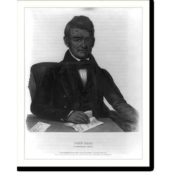Historic Print, John Ross, a Cherokee chief.drawn, printed & coloured at the Lithographic & Print Colouring Establishment., 18" x 24"