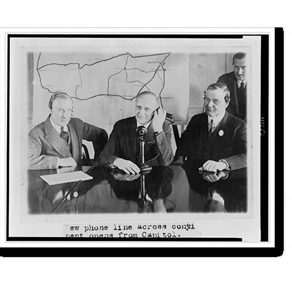 Historic Print, [John W. O'Leary, Pres. of the U.S. Chamber of Commerce, talking on new telephone line with John W. Spangler, Pres. of the Seattle Chamber of Commerce], 18" x 24"