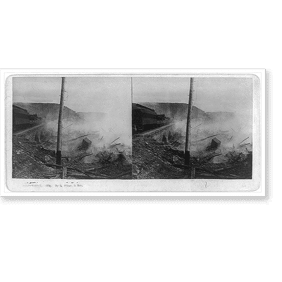 Historic Print, Johnstown disaster May 31 89. debris on fire at bridge. Filson & Son Photo. Steubenville O., 16" x 20"