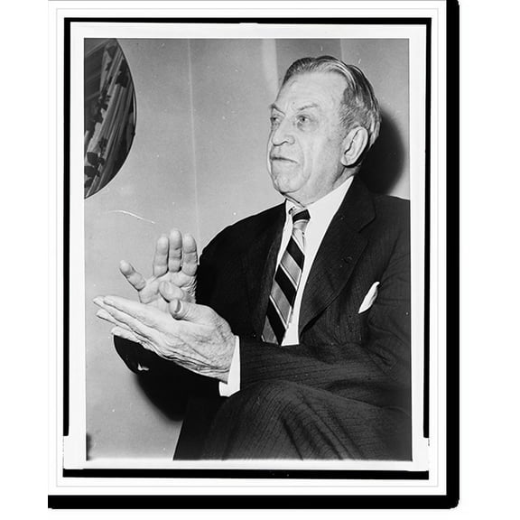 Historic Print, [Julius Waties Waring, retired federal judge, half-length portrait, seated, facing left, gesturing during interview in his New York City apartment], 16" x 20"