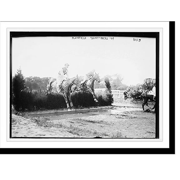 Historic Print, Jumping hedges in "Hunt Races", Plainfield, 18" x 24"
