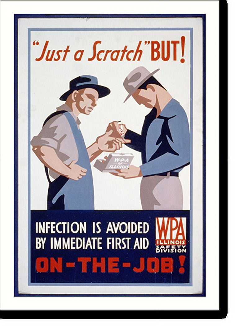 Historic Print, Just a scratch" But! Infection is avoided by immediate