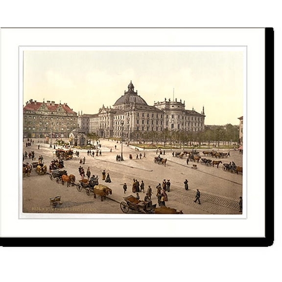 Historic Print, Justisplatz Munich Bavaria Germany, 16" x 20"