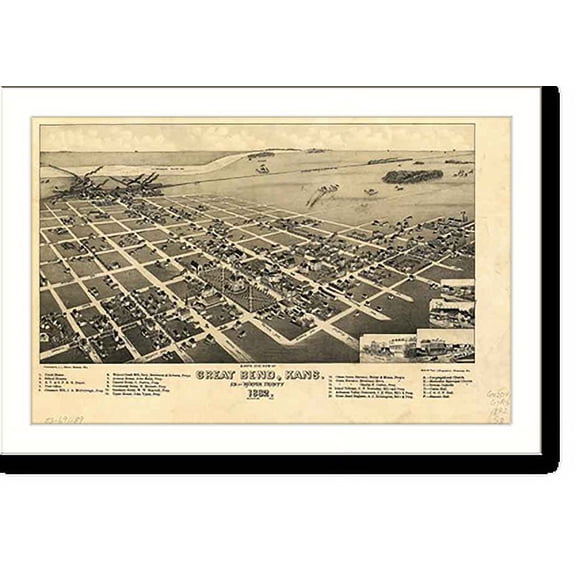 Historic Print, KS Great Bend 1882 MAP, 18" x 24"