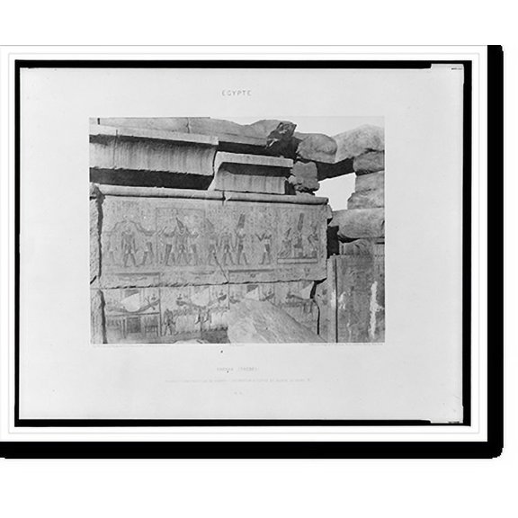 Historic Print, Karnak (Thèbes) - palais - construction de granit - decoration sculptée et peinte, au point R.Félix Teynard., 16" x 20"