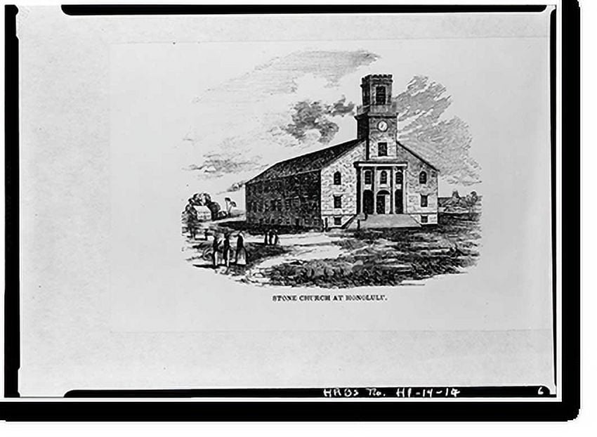 Historic Print, Kawaiahao Church, Punchbowl & King Streets, Honolulu