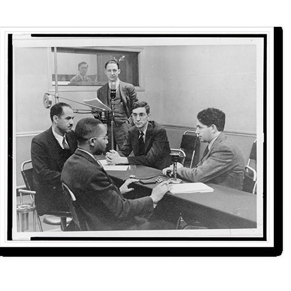 Historic Print, [Kenneth B. Clark, Judge Hubert T. Delaney, Dr. Dan Dudson, and Mr. Albert Deutsch during broadcast of HNYC radio show How can we work for interracial understanding?"]", 18" x 24"