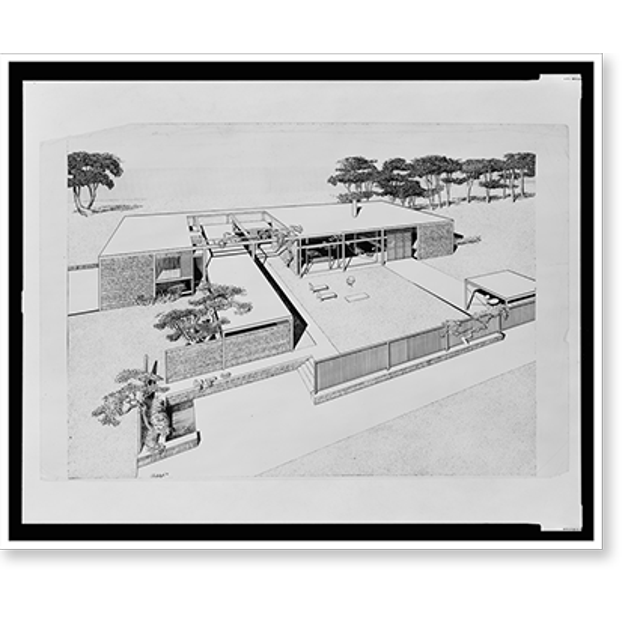 Historic Print, [Kerr residence, Melbourne Beach, Florida. Bird'seye