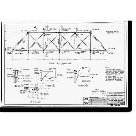 Historic Print, Keystone Bridge, Spanning South Platte River, Waterton vicinity, Jefferson County, CO - 10, 16" x 20"