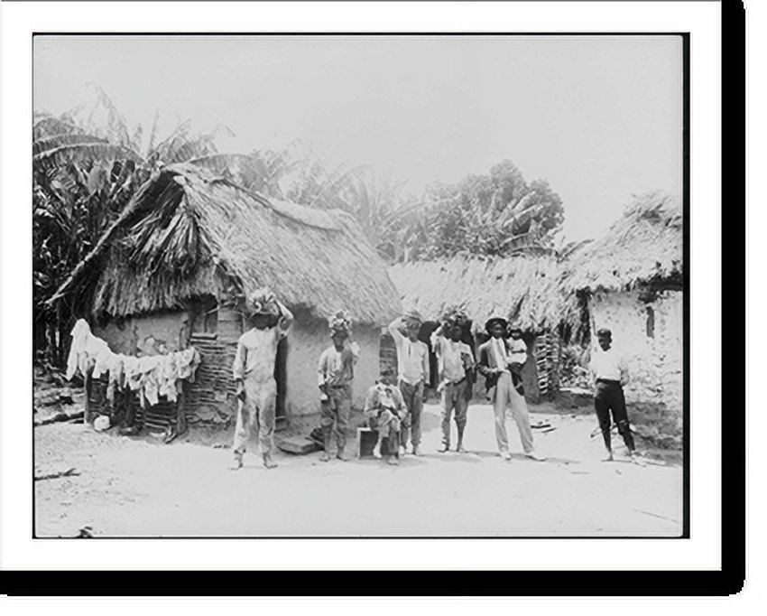 Historic Print, [Kingston, Jamaica, and vicinity natives in front of
