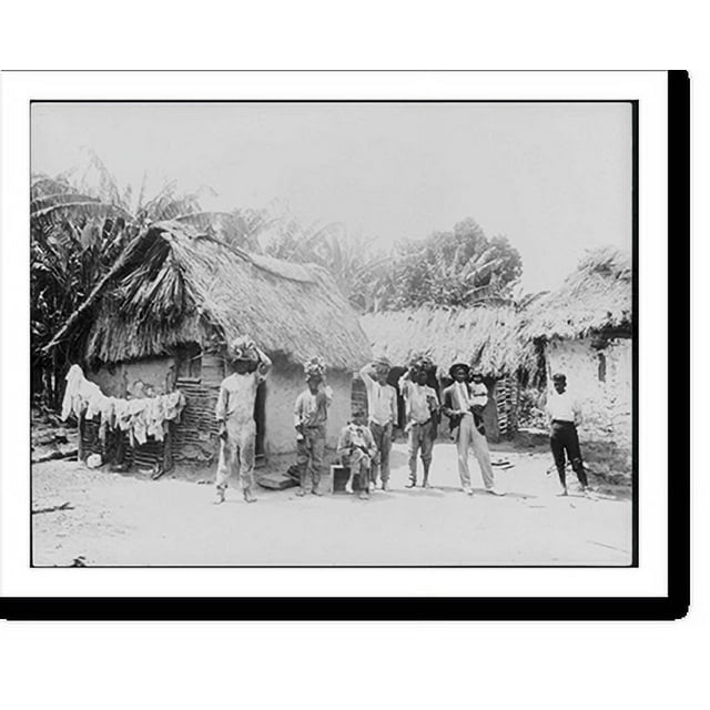 Historic Print, [Kingston, Jamaica, and vicinity natives in front of