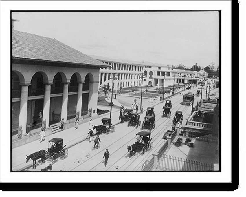 Historic Print, [Kingston, Jamaica, and vicinity street scene], 16" x